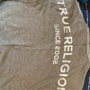 True Religion Charcoal Tee with White Lettering
